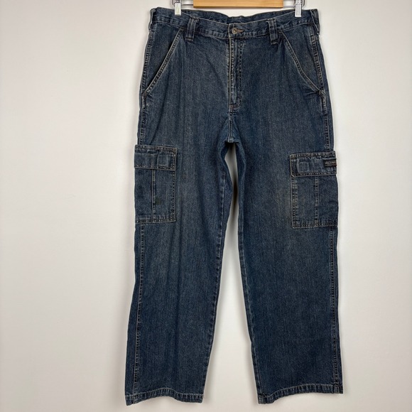 Wrangler Other - Wrangler Men Cargo Jeans 34x30 Blue Denim Utility Workwear Relaxed Western Baggy